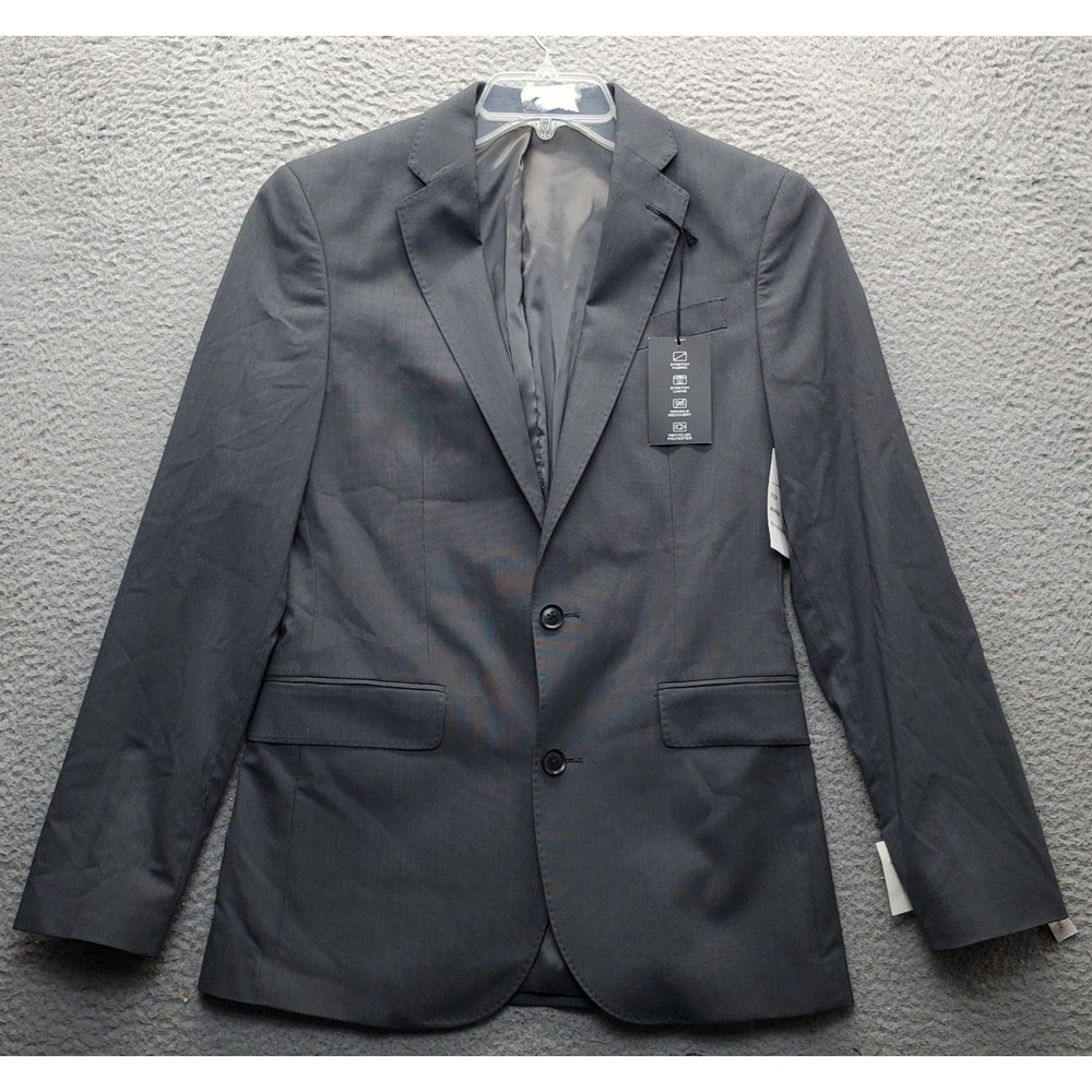 J.Ferrar Blazer Men 36 Gray Ultra Comfort Slim Wrinkle Recovery Double Vent Back
